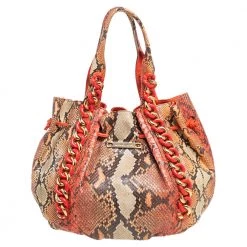 Michael Kors Multicolor Snakeskin Leather Chain Link Tote For Women