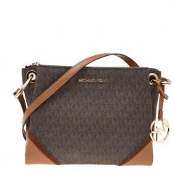 Michael Kors Brown Coated Canvas And Leather Nicole Crossbody Bag For Women