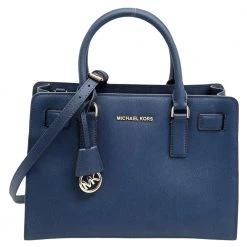 Michael Kors Blue Leather Medium East West Dillon Tote For Women