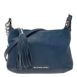 Michael Kors Navy Blue Leather Bedford Tassel Crossbody Bag For Women