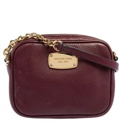 Michael Kors Burgundy Leather Camera Crossbody Bag For Women