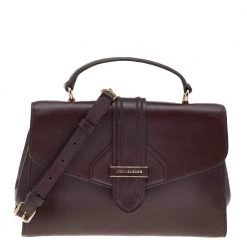 Michael Kors Burgundy Leather Bleecker Top Handle Bag For Women