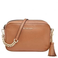 Michael Kors Brown Leather Small Ginny Camera Crossbody Bag For Women