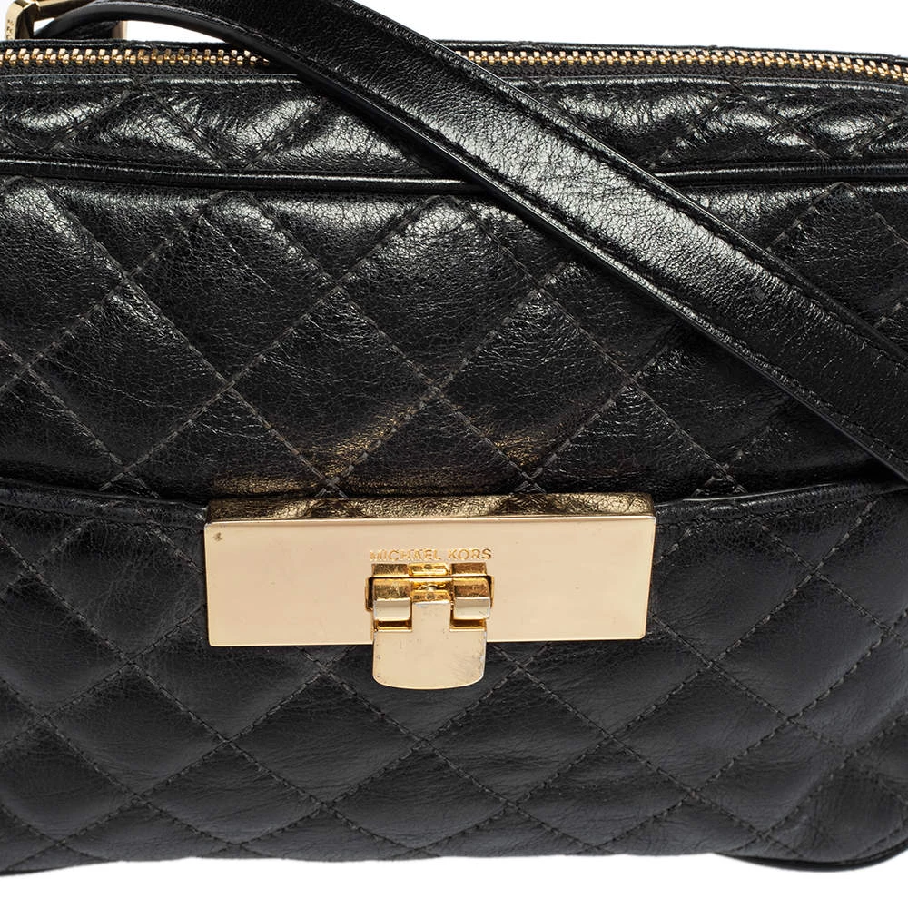 Michael Kors Black Quilted Leather Susannah Lock Messenger Bag For Women - Image 5