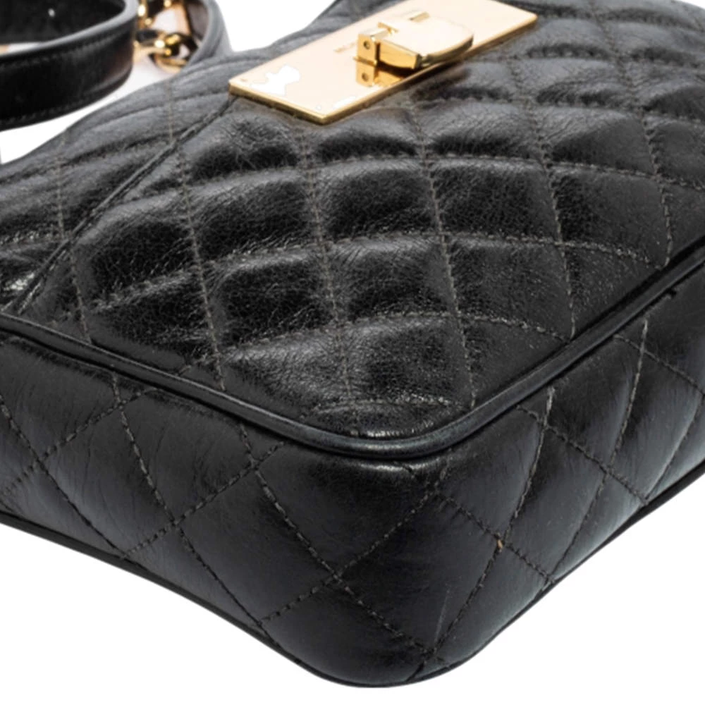 Michael Kors Black Quilted Leather Susannah Lock Messenger Bag For Women - Image 11