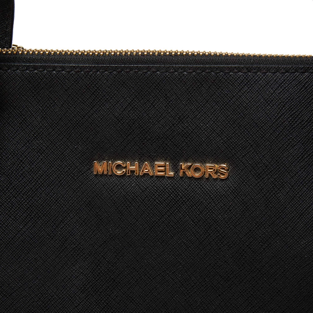 MICHAEL Michael Kors Black Saffiano Leather Medium Jet Set Top Zip Tote For Women - Image 5