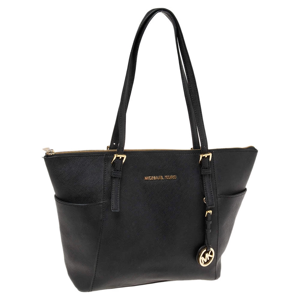MICHAEL Michael Kors Black Saffiano Leather Medium Jet Set Top Zip Tote For Women - Image 3