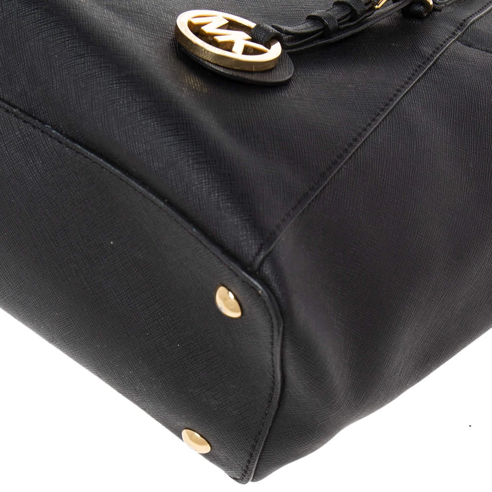 MICHAEL Michael Kors Black Saffiano Leather Medium Jet Set Top Zip Tote For Women - Image 11