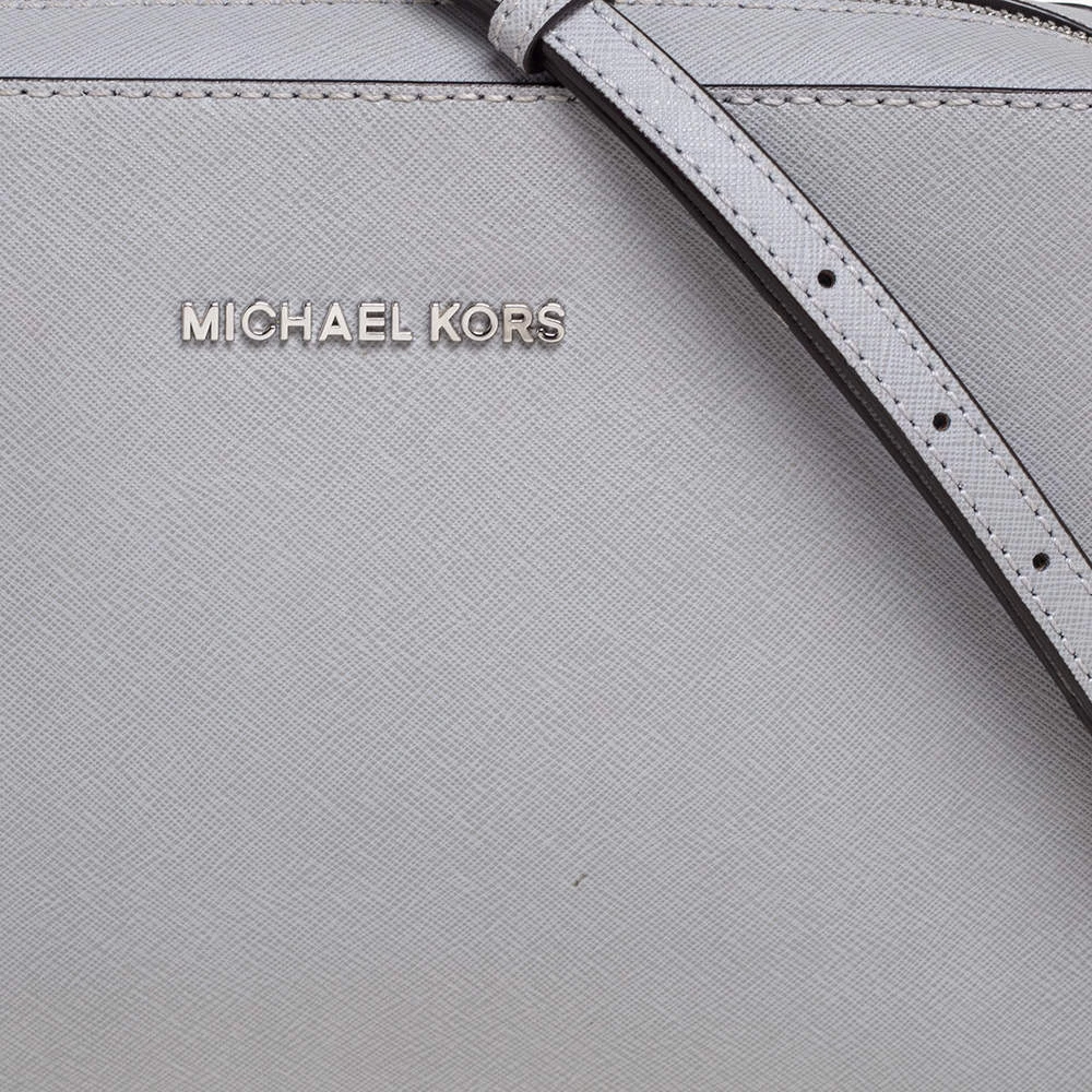 Michael Kors Grey Saffiano Leather Large Jet Set Crossbody Bag For Women - Image 5