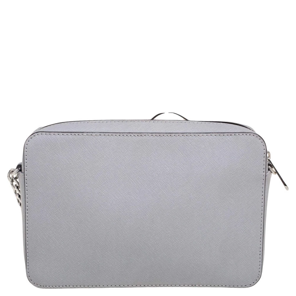 Michael Kors Grey Saffiano Leather Large Jet Set Crossbody Bag For Women - Image 4