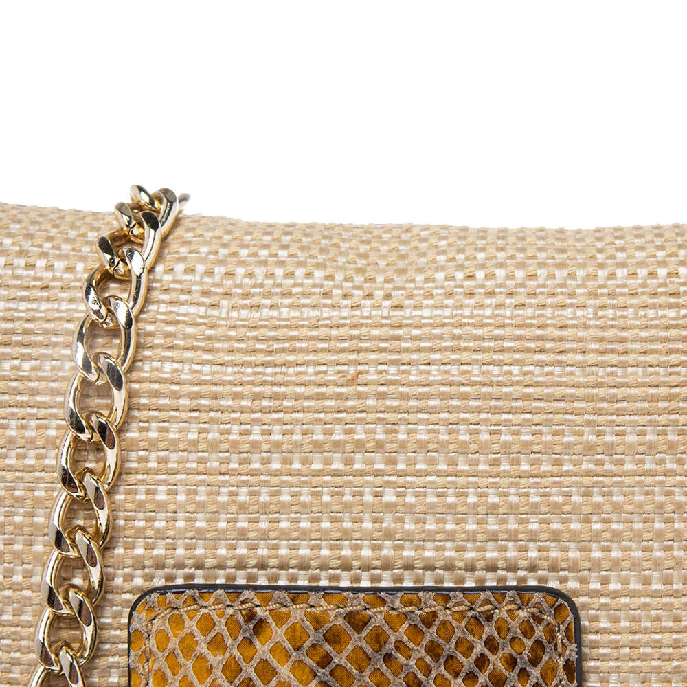 Michael Kors Cream Raffia And Python Embossed Leather Sloan Shoulder Bag For Women - Image 5