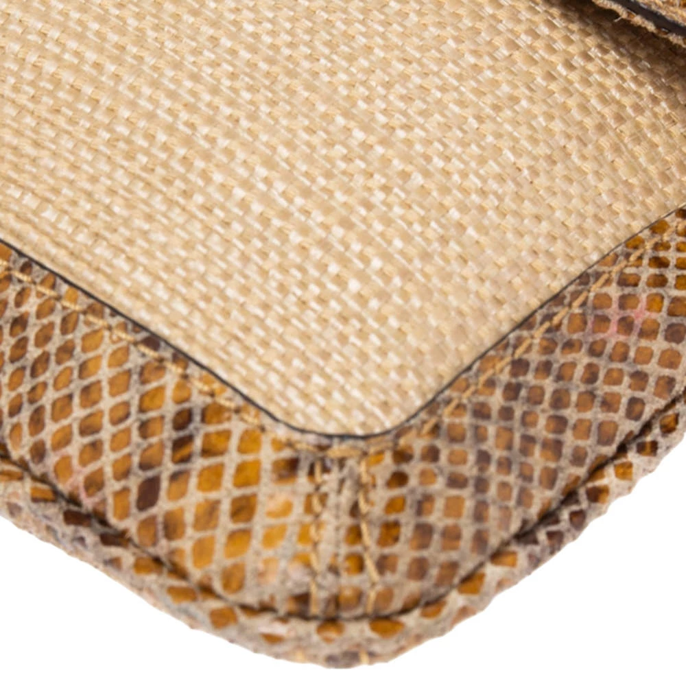 Michael Kors Cream Raffia And Python Embossed Leather Sloan Shoulder Bag For Women - Image 9