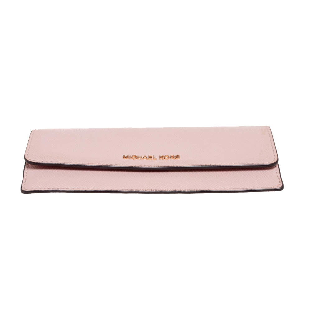 Michael Kors Dusty Pink Saffiano Leather Jet Set Travel Flat Wallet For Women - Image 6