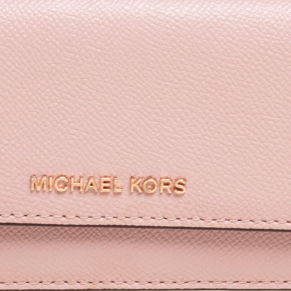 Michael Kors Dusty Pink Saffiano Leather Jet Set Travel Flat Wallet For Women - Image 5