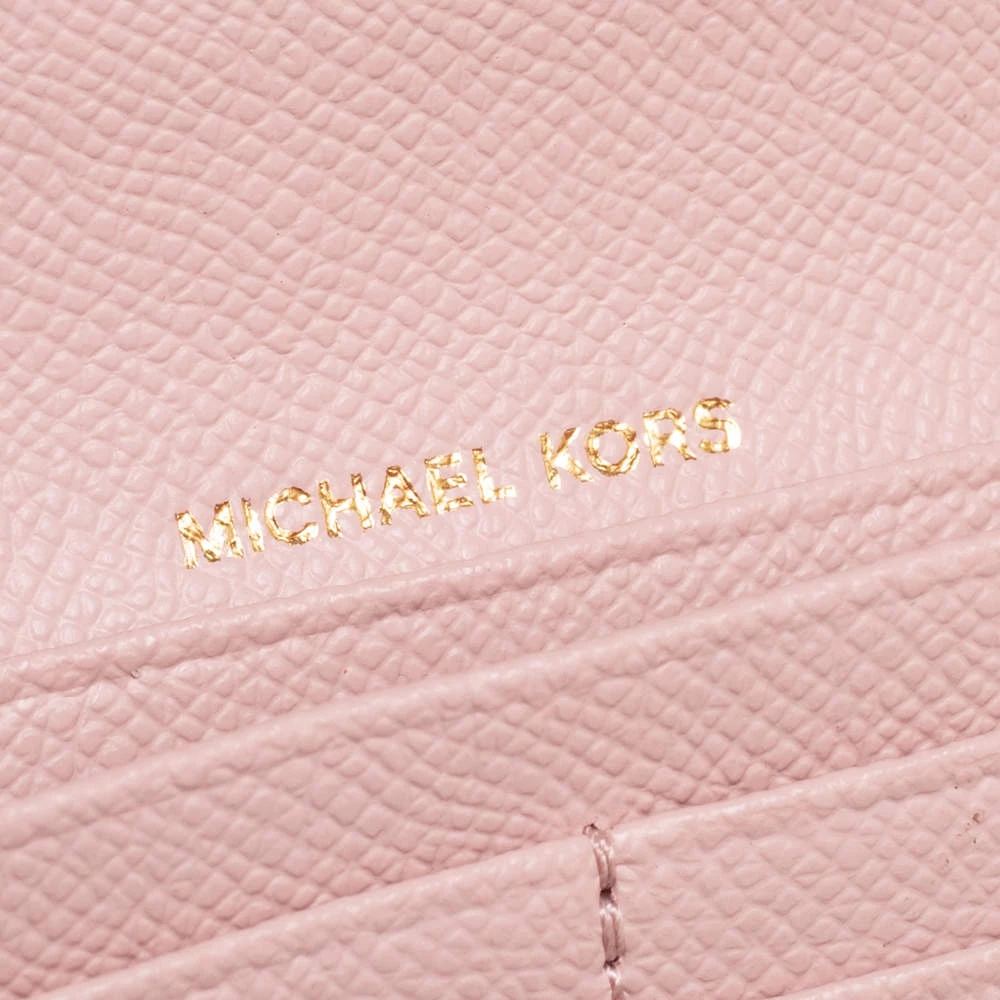 Michael Kors Dusty Pink Saffiano Leather Jet Set Travel Flat Wallet For Women - Image 7