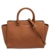 Michael Kors Brown Leather Large Selma Satchel For Women