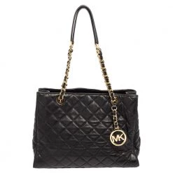 Michael Kors Black Quilted Leather Susannah Tote For Women