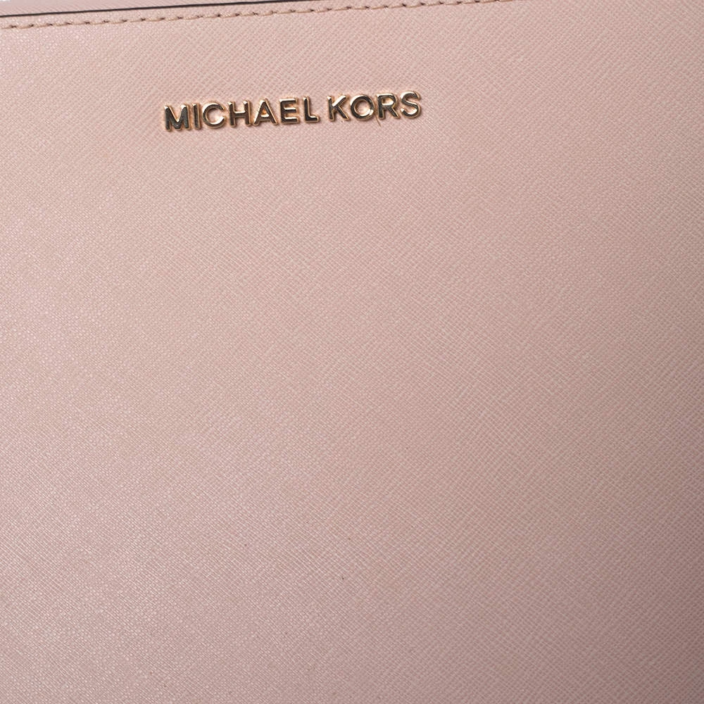 Michael Kors Powder Pink Saffiano Leather Jet Set Crossbody Bag For Women - Image 5