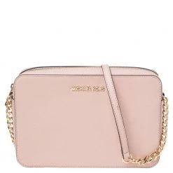 Michael Kors Powder Pink Saffiano Leather Jet Set Crossbody Bag For Women