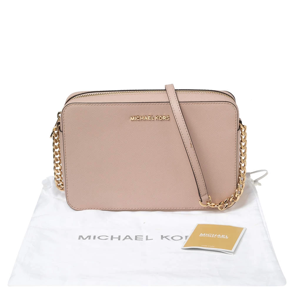 Michael Kors Powder Pink Saffiano Leather Jet Set Crossbody Bag For Women - Image 10