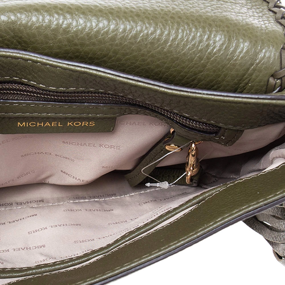 Michael Kors Olive Green Leather Moroccan Saddle Shoulder Bag For Women - Image 7