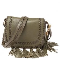 Michael Kors Olive Green Leather Moroccan Saddle Shoulder Bag For Women