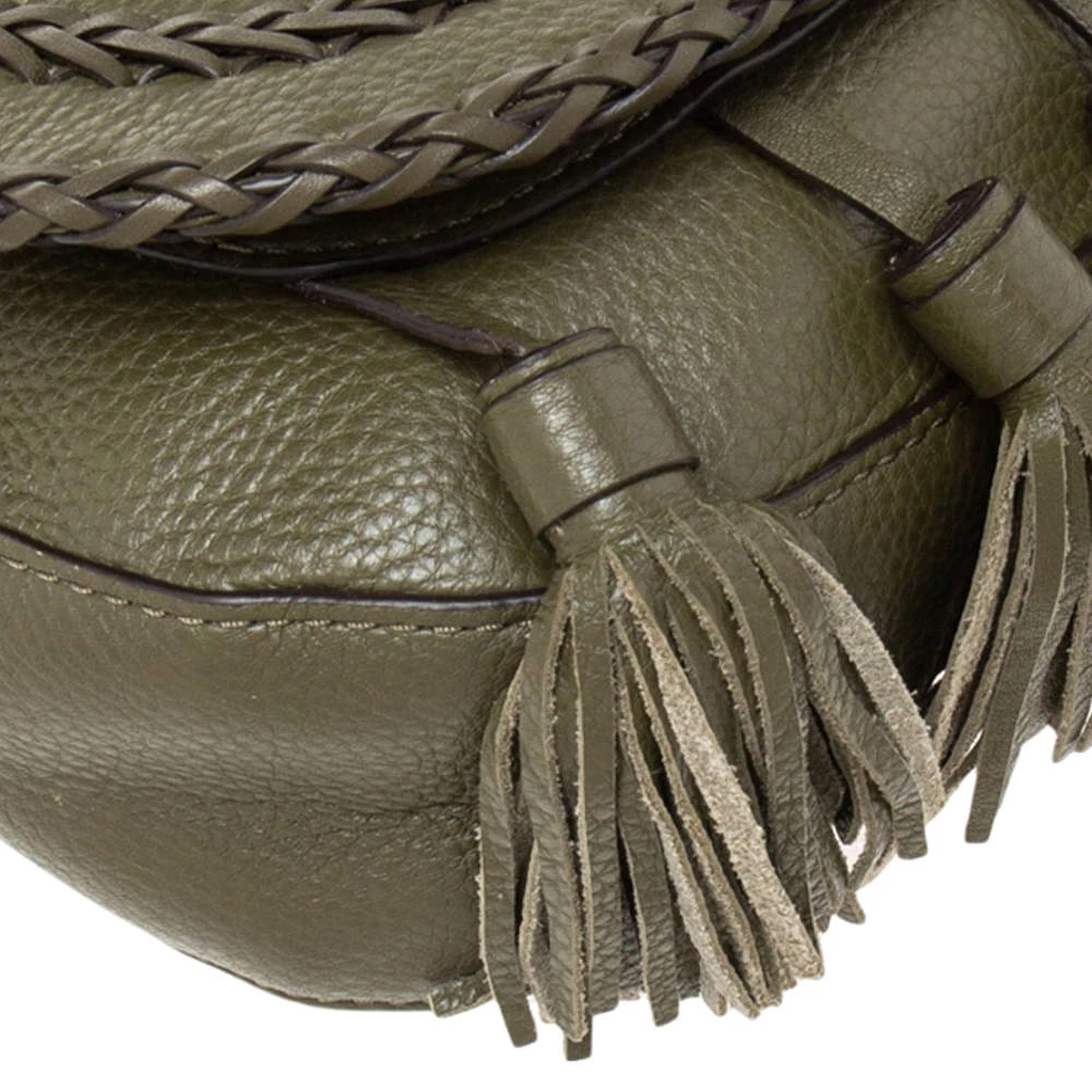 Michael Kors Olive Green Leather Moroccan Saddle Shoulder Bag For Women - Image 11
