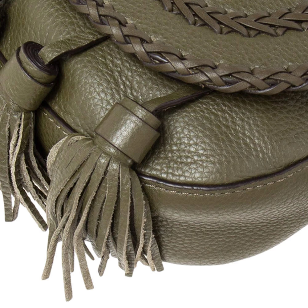 Michael Kors Olive Green Leather Moroccan Saddle Shoulder Bag For Women - Image 12