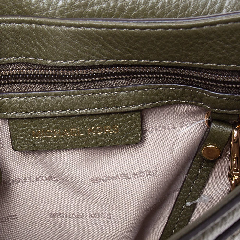 Michael Kors Olive Green Leather Moroccan Saddle Shoulder Bag For Women - Image 9