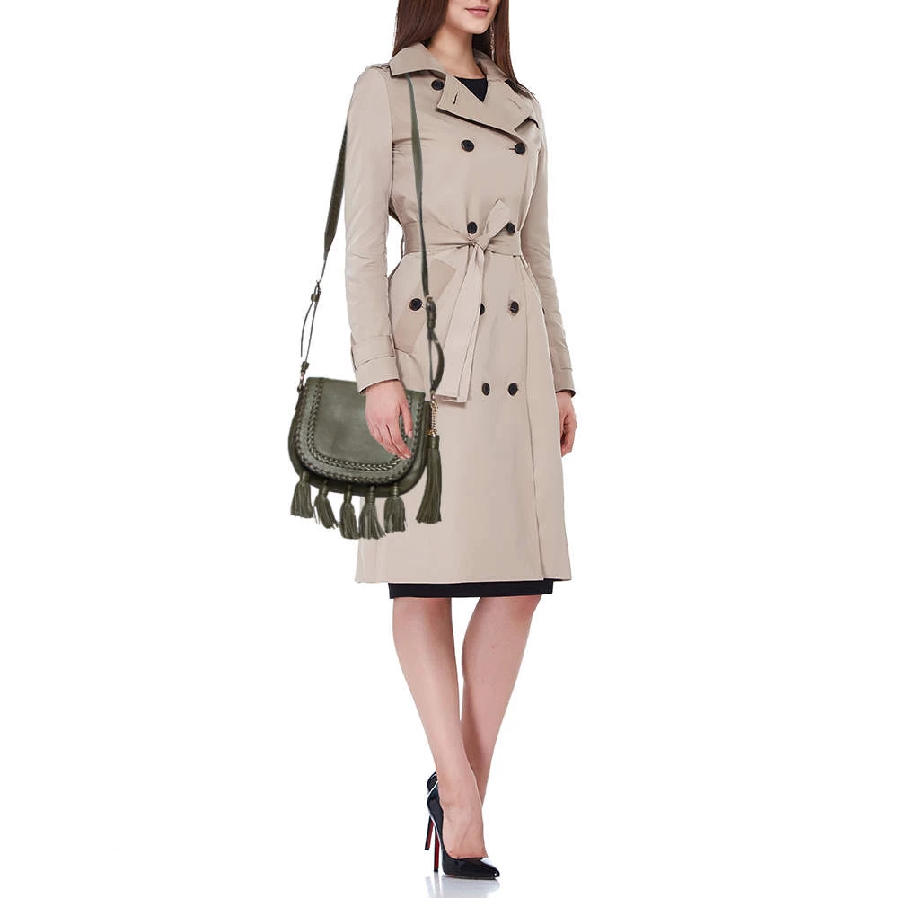 Michael Kors Olive Green Leather Moroccan Saddle Shoulder Bag For Women - Image 2