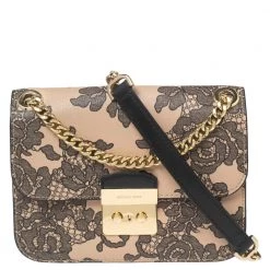 Michael Kors Beige Printed Leather Flap Shoulder Bag For Women