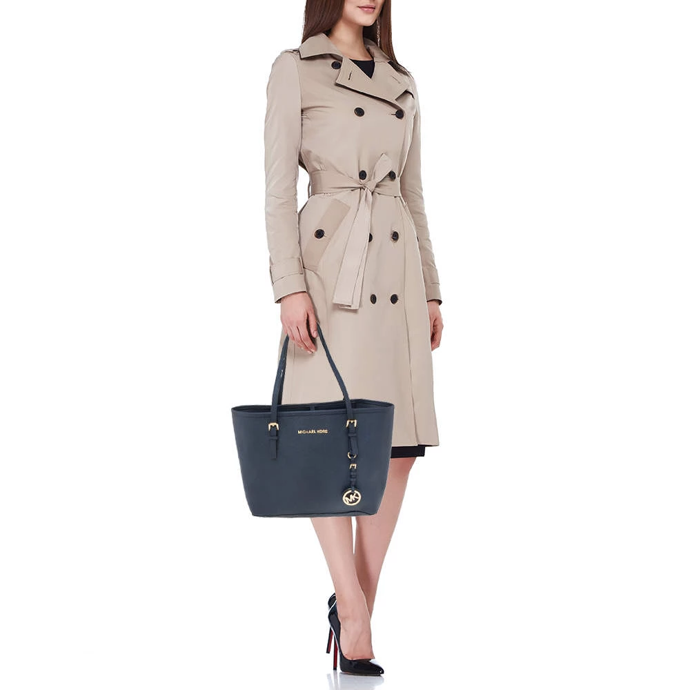 Michael Kors Blue Leather Jet Set Tote For Women - Image 2