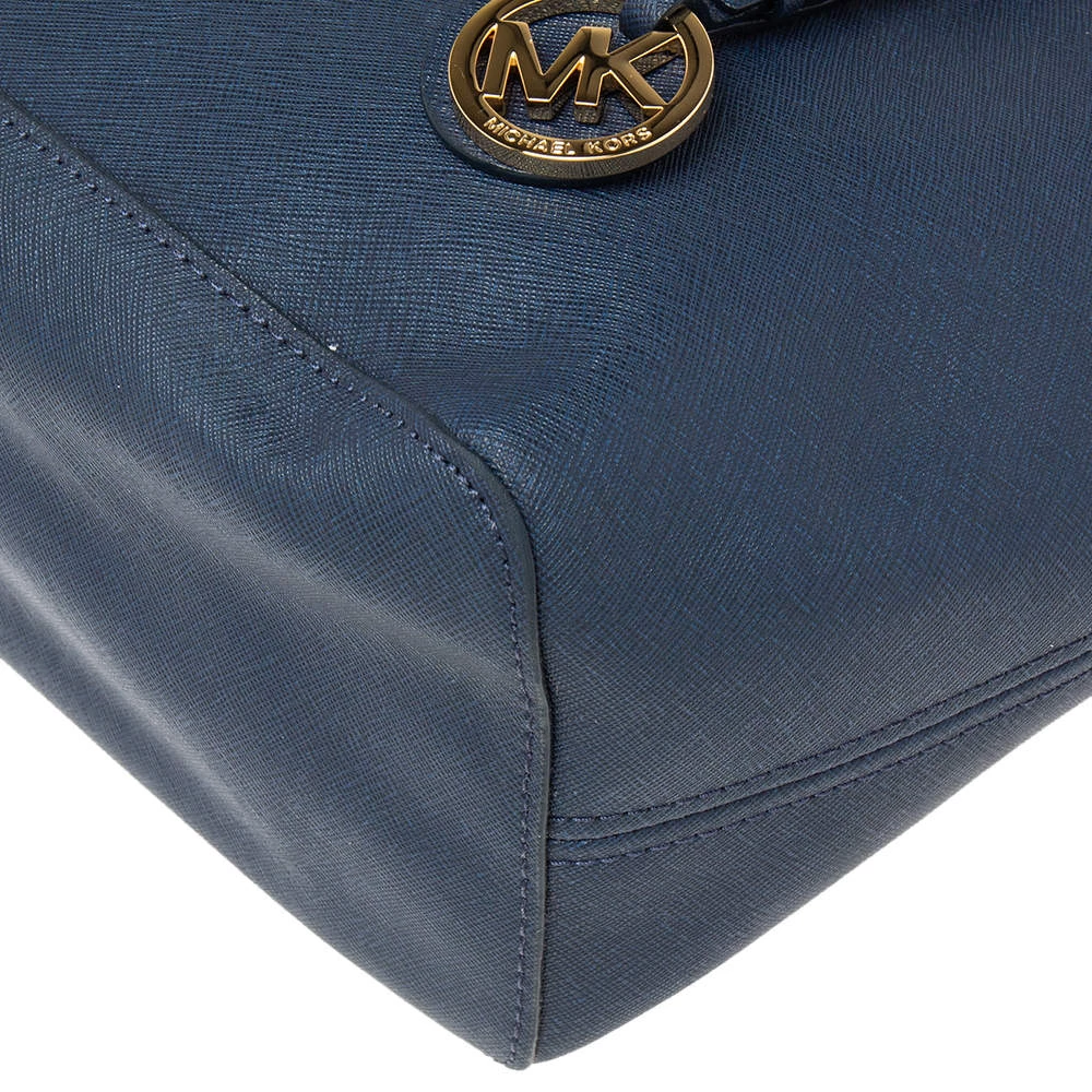 Michael Kors Blue Leather Jet Set Tote For Women - Image 11