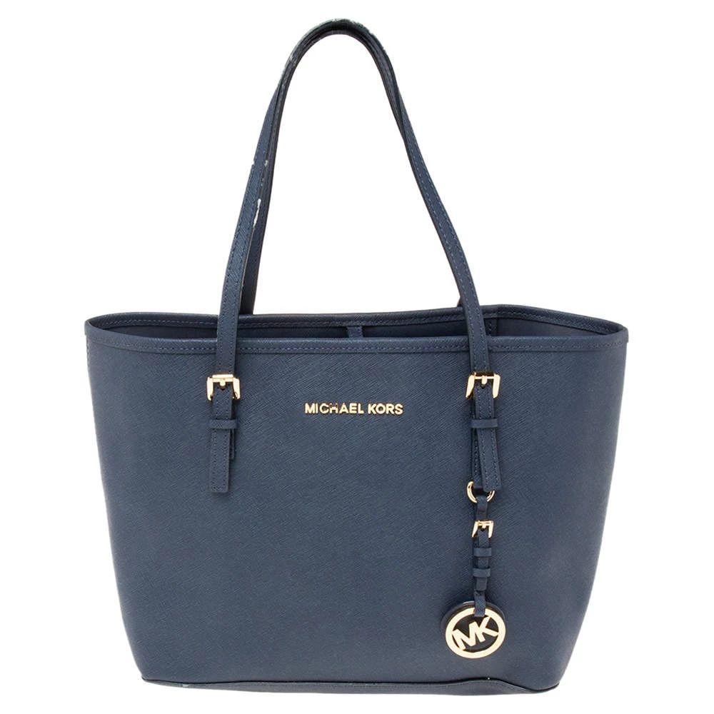 Michael Kors Blue Leather Jet Set Tote For Women