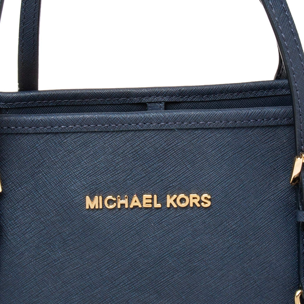 Michael Kors Blue Leather Jet Set Tote For Women - Image 5
