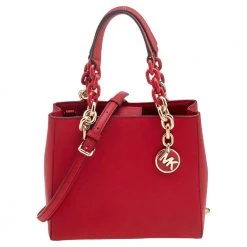 Michael Kors Red Saffiano Leather Cynthia Tote For Women