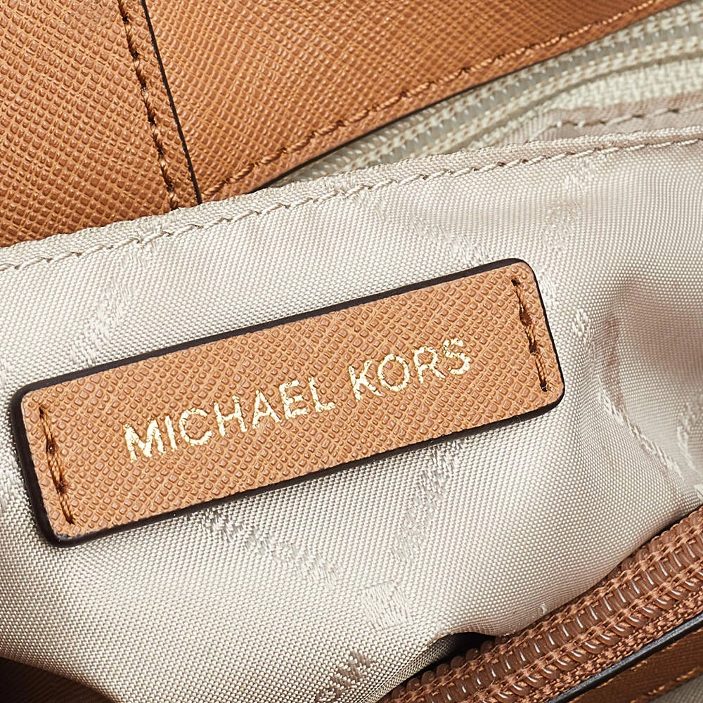 Michael Kors White/Brown Signature Coated Canvas And Leather Sofia Tote For Women - Image 8