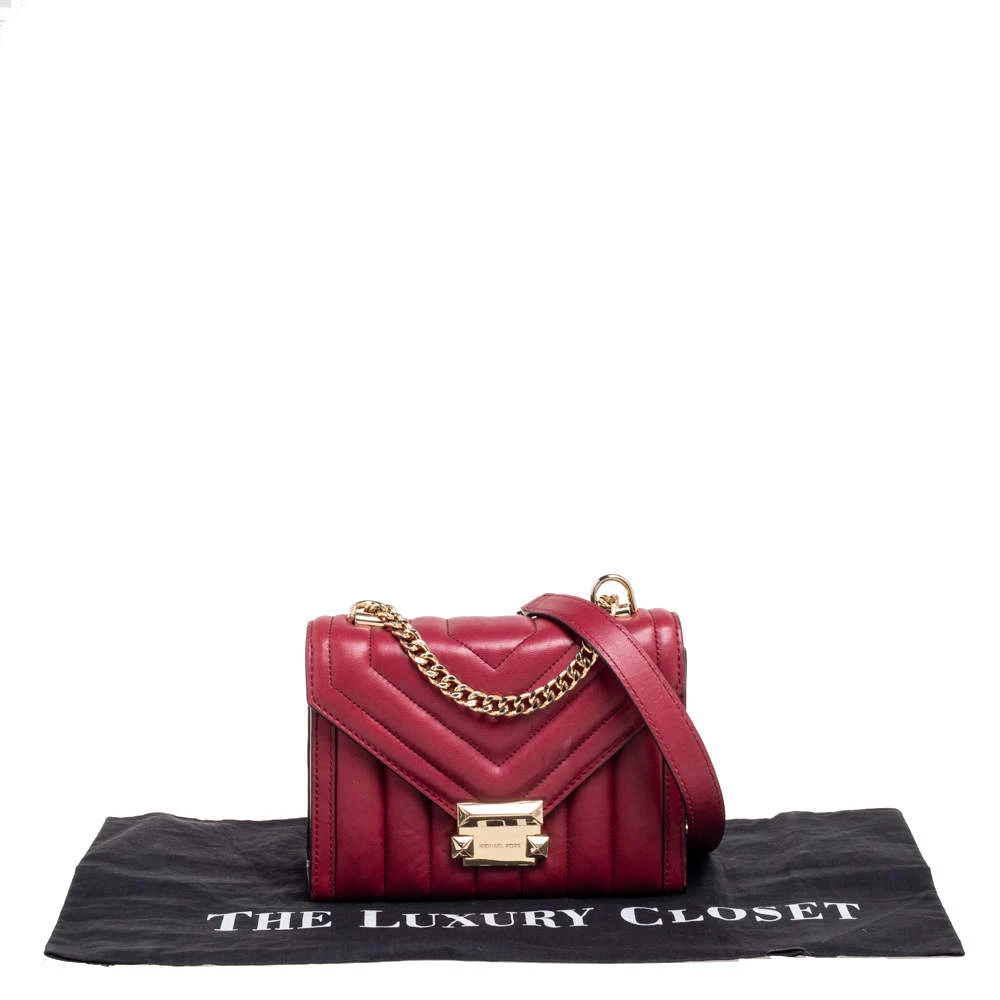 Michael Kors Burgundy Leather Small Whitney Shoulder Bag For Women - Image 10