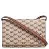 Michael Kors Beige/Brown Signature Coated Canvas And Leather Flap Clutch Bag For Women