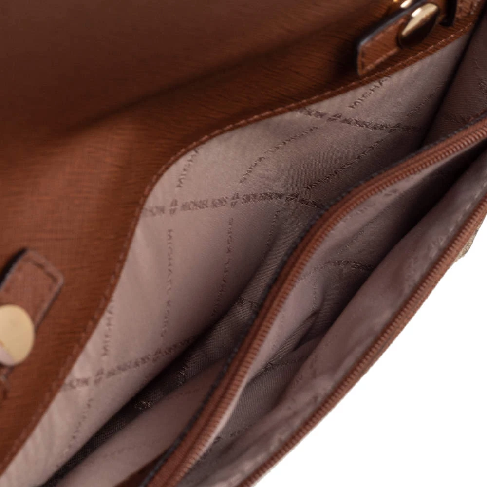 Michael Kors Beige/Brown Signature Coated Canvas And Leather Flap Clutch Bag For Women - Image 7