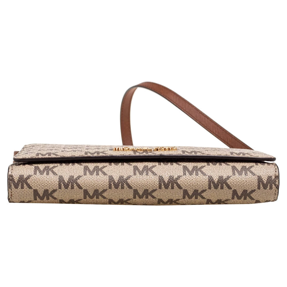 Michael Kors Beige/Brown Signature Coated Canvas And Leather Flap Clutch Bag For Women - Image 6