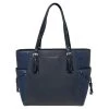 Michael Kors Blue Metallic And Saffiano Leather Voyager Tote For Women