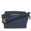 Michael Kors Navy Blue Leather Mini Selma Crossbody Bag For Women
