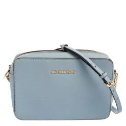 Michael Kors Blue Leather Jet Set Camera Crossbody Bag For Women