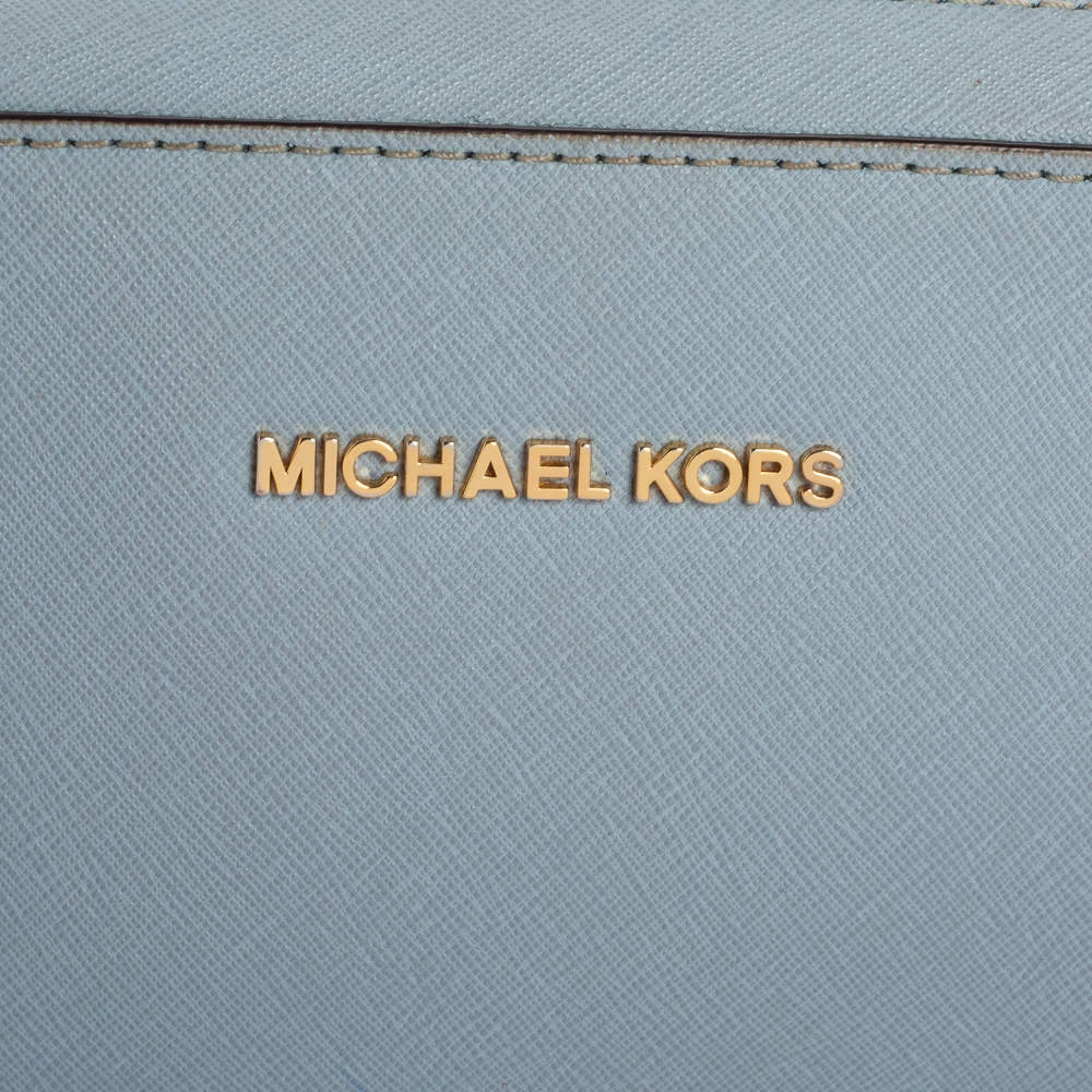 Michael Kors Blue Leather Jet Set Camera Crossbody Bag For Women - Image 5