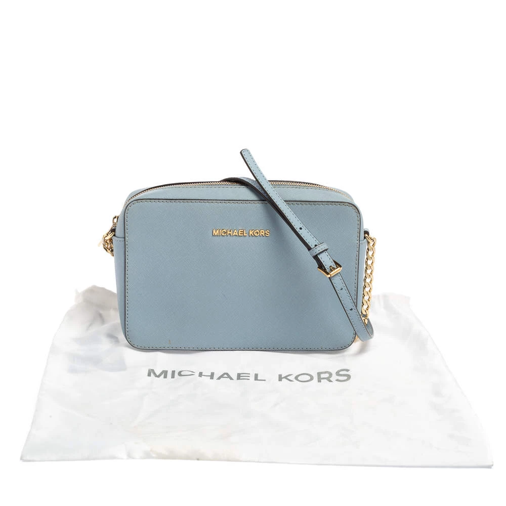 Michael Kors Blue Leather Jet Set Camera Crossbody Bag For Women - Image 10