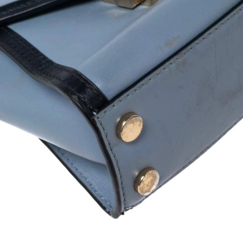 Michael Kors Two Tone Blue Leather Mini Whitney Top Handle Bag For Women - Image 12