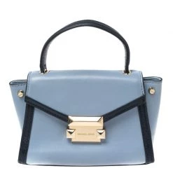 Michael Kors Two Tone Blue Leather Mini Whitney Top Handle Bag For Women