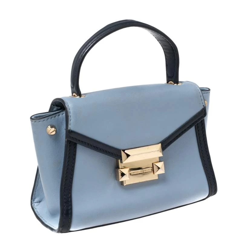 Michael Kors Two Tone Blue Leather Mini Whitney Top Handle Bag For Women - Image 3