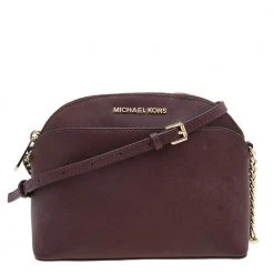 Michael Kors Burgundy Leather Emmy Crossbody Bag For Women
